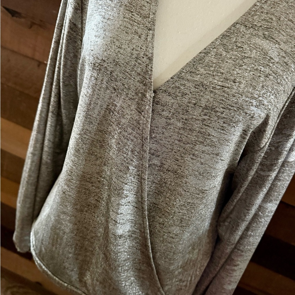 Anthropologie Silver Wrap Blouse - Picture 3 of 8